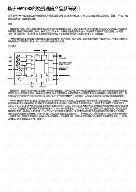 基于FM1083的免提通信產品系統設計與開發資源詳解